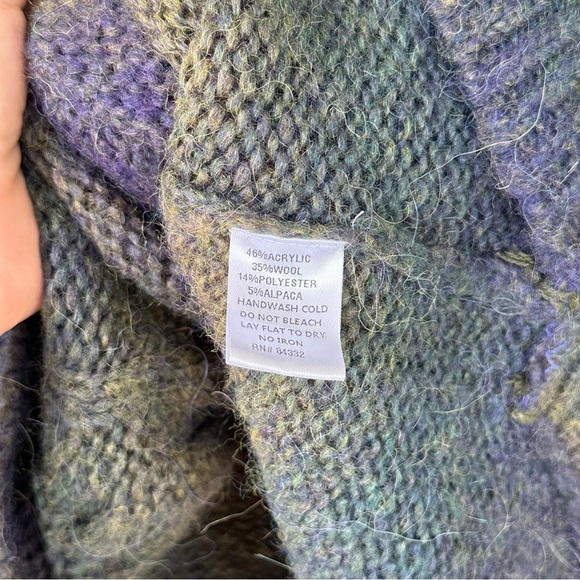 Wool blend Medium Shawl Collar Cable Knit Pullover Sweater Multicolor Ombre Cozy - Picture 8 of 9